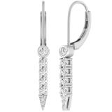 Round White Diamond 7 Stone Journey Leverback Earrings for Women (0.57 ctw, Color I-J, Clarity I1-I2) in 18K White Gold