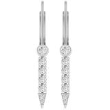 Round White Diamond 7 Stone Journey Leverback Earrings for Women (0.57 ctw, Color I-J, Clarity I1-I2) in 18K White Gold