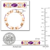 8X4mm Marquise Shaped Amethyst Alternating with 1.10 CT Round White Diamond Eternity Wedding Band for Her in 18K Rose Gold