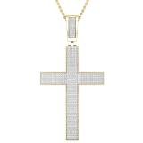 Round White Diamond Iced Out Slider Holy Cross Pendant with 18 Inch Gold Chain for Men 3/4 CT (0.77 ctw, Color I-J, Clarity I1-I2) in 18K Yellow Gold