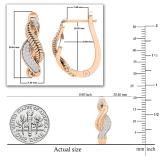 Round White Diamond Double Twist Braided Fashionable Hinged Huggies Hoop Earrings For Her 1/4 CT (0.25 Ctw I-J Color I1-I2 Clarity) 18K Rose Gold