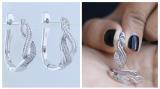 Round White Diamond Double Twist Braided Fashionable Hinged Huggies Hoop Earrings For Her 1/4 CT (0.25 Ctw I-J Color I2-I3 Clarity) 925 Sterling Silver