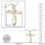 Round & Baguette White Diamond Intertwined Infinity Cross Pendant for Women with 18 Inch Silver Chain (0.26 ctw, Color I-J, Clarity I1-I2) in 14K Yellow Gold