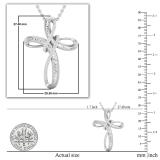 Round & Baguette White Diamond Intertwined Infinity Cross Pendant for Women with 18 Inch Silver Chain (0.26 ctw, Color I-J, Clarity I2-I3) in 925 Sterling Silver
