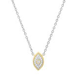 Round White Diamond Vertical Evil Eye Protection Charm Pendant Necklace with 18 inch Silver Chain for Women (0.10 ctw Color I-J Clarity I2-I3) in 10K Yellow Gold
