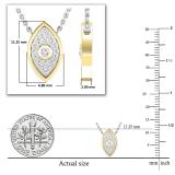 Round White Diamond Vertical Evil Eye Protection Charm Pendant Necklace with 18 inch Silver Chain for Women (0.10 ctw Color I-J Clarity I2-I3) in 10K Yellow Gold
