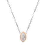 Round White Diamond Vertical Evil Eye Protection Charm Pendant Necklace with 18 inch Silver Chain for Women (0.10 ctw Color I-J Clarity I1-I2) in 18K Rose Gold
