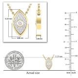 Round White Diamond Vertical Evil Eye Protection Charm Pendant Necklace with 18 inch Gold Chain for Women (0.10 ctw Color I-J Clarity I1-I2) in 14K Yellow Gold