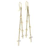 Round White Diamond Station Style Dangling Cross Drop Earring for Women (0.23 ctw, Color I-J, Clarity I1-I2) in 14K Yellow Gold