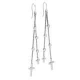 Round White Diamond Station Style Dangling Cross Drop Earring for Women (0.23 ctw, Color I-J, Clarity I2-I3) in 925 Sterling Silver