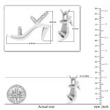 Round White Diamond and Metal Diamond High Heel Sandal Pendant with 18 inch Silver Chain for Women 1/8 CT (0.14 ctw, Color I-J, Clarity I2-I3) in 925 Sterling Silver