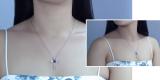 5X5mm Heart Amethyst & Round White Diamond Religious Cross Pendant with 18 inch Silver Chain for Women in 925 Sterling Silver