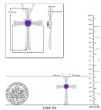 5X5mm Heart Amethyst & Round White Diamond Religious Cross Pendant with 18 inch Silver Chain for Women in 925 Sterling Silver