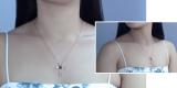 5X5mm Heart Amethyst & Round White Diamond Religious Cross Pendant with 18 inch Gold Chain for Women in 18K Rose Gold