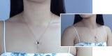 5X5mm Heart Amethyst & Round White Diamond Religious Cross Pendant with 18 inch Gold Chain for Women in 18K Yellow Gold