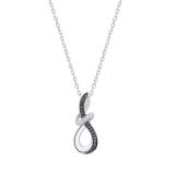 0.20 Carat (ctw) Round Black & White Diamond Abstract Infinity Twist Pendant for Women 1/5 CT in 925 Sterling Silver