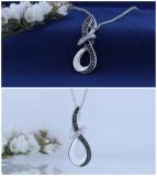 0.20 Carat (ctw) Round Black & White Diamond Abstract Infinity Twist Pendant for Women 1/5 CT in 925 Sterling Silver