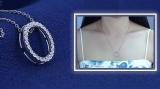 Round White Diamond Open Eternity Circle of Life Circle Pendant Necklace for Women 1/10 CT (0.11 ctw, Color I-J, Clarity I2-I3) in 10K White Gold