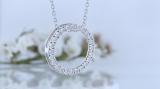 Round White Diamond Open Eternity Circle of Life Circle Pendant Necklace for Women 1/10 CT (0.11 ctw, Color I-J, Clarity I2-I3) in 10K White Gold