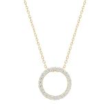 Round White Diamond Open Eternity Circle of Life Circle Pendant Necklace for Women 1/10 CT (0.11 ctw, Color I-J, Clarity I1-I2) in 14K Yellow Gold