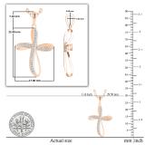 Round White Diamond Infinity Ribbon Cross Pendant with 18 Inch Gold Chain for Women (0.13 ctw, Color I-J, Clarity I1-I2) in 14K Rose Gold