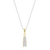 Round White Diamond 3 Stone Graduating Size Pendant with Silver Chain for Women (0.13 ctw Color I-J Clarity I2-I3) in 10K Yellow Gold