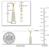 Round White Diamond 3 Stone Graduating Size Pendant with Silver Chain for Women (0.13 ctw Color I-J Clarity I2-I3) in 10K Yellow Gold