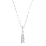 Round White Diamond 3 Stone Graduating Size Pendant with Silver Chain for Women (0.13 ctw Color I-J Clarity I2-I3) in 925 Sterling Silver