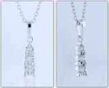 Round White Diamond 3 Stone Graduating Size Pendant with Silver Chain for Women (0.13 ctw Color I-J Clarity I2-I3) in 925 Sterling Silver