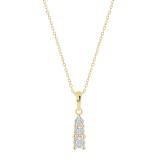 Round White Diamond 3 Stone Graduating Size Pendant with Gold Chain for Women (0.13 ctw Color I-J Clarity I1-I2) in 18K Yellow Gold