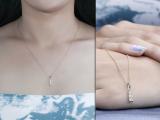 Round White Diamond 3 Stone Graduating Size Pendant with Gold Chain for Women (0.13 ctw Color I-J Clarity I1-I2) in 18K Yellow Gold
