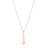 Round White Diamond Twisted Criss Cross Swirl Pendant for Women with 18 Inch Silver Chain (0.15 ctw Color I-J Clarity I1-I2) in 18K Rose Gold