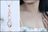Round White Diamond Twisted Criss Cross Swirl Pendant for Women with 18 Inch Silver Chain (0.15 ctw Color I-J Clarity I1-I2) in 18K Rose Gold