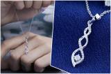 Round White Diamond Twisted Criss Cross Swirl Pendant for Women with 18 Inch Silver Chain (0.15 ctw Color I-J Clarity I2-I3) in 925 Sterling Silver