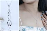 Round White Diamond Twisted Criss Cross Swirl Pendant for Women with 18 Inch Silver Chain (0.15 ctw Color I-J Clarity I2-I3) in 925 Sterling Silver