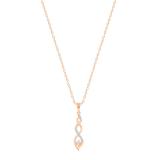 Round White Diamond Twisted Criss Cross Swirl Pendant for Her with 18 Inch Gold Chain (0.15 ctw Color I-J Clarity I1-I2) in 18K Rose Gold