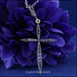 Round Black Diamond Twisting Religious Cross Pendant for Women 18 Inch Gold Chain (0.32 ctw, Color Black, Clarity Opaque) in 14K Yellow Gold