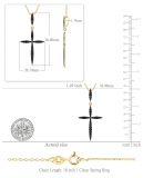 Round Black Diamond Twisting Religious Cross Pendant for Women 18 Inch Gold Chain (0.32 ctw, Color Black, Clarity Opaque) in 14K Yellow Gold