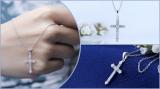 Round White Diamond Kite Shape Edge Cross Pendant with 18 inch Silver Chain for Women (0.10 ctw, Color I-J, Clarity I2-I3) in 925 Sterling Silver