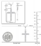 Round White Diamond Kite Shape Edge Cross Pendant with 18 inch Silver Chain for Women (0.10 ctw, Color I-J, Clarity I2-I3) in 925 Sterling Silver