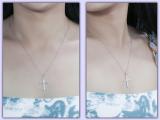 Round White Diamond Arrow Cross Pendant with 18 inch Silver Chain for Women (0.15 ctw, Color I-J, Clarity I2-I3) in 925 Sterling Silver