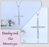 Round White Diamond Arrow Cross Pendant with 18 inch Silver Chain for Women (0.15 ctw, Color I-J, Clarity I2-I3) in 925 Sterling Silver