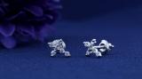 Round White Diamond 6 Stone Cross Stud Earrings for Women (0.13 ctw, Color I-J, Clarity I2-I3) in 925 Sterling Silver in Screw Back