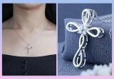 Round White Diamond Infinity Swirl Cross Pendant with 18 inch Silver Chain for Women (0.21 ctw, Color I-J, Clarity I2-I3) in 925 Sterling Silver