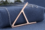 Uppercase Letter Alphabet 'A' Initial Sideway Pendant with 18 inch Silver Chain for Women in 10K Rose Gold