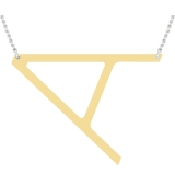 Uppercase Letter Alphabet 'A' Initial Sideway Pendant with 18 inch Silver Chain for Women in 14K Yellow Gold