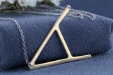Uppercase Letter Alphabet 'A' Initial Sideway Pendant with 18 inch Silver Chain for Women in 14K Yellow Gold