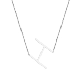 Uppercase Alphabet 'H' Initial Sideway Pendant with 18 inch Silver Chain for Women in 925 Sterling Silver