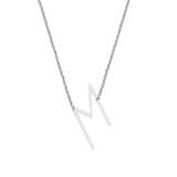 Uppercase Alphabet 'M' Initial Sideway Pendant with 18 inch Silver Chain for Women in 925 Sterling Silver