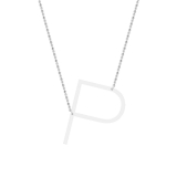 Uppercase Alphabet 'P' Initial Sideway Pendant with 18 inch Silver Chain for Women in 925 Sterling Silver